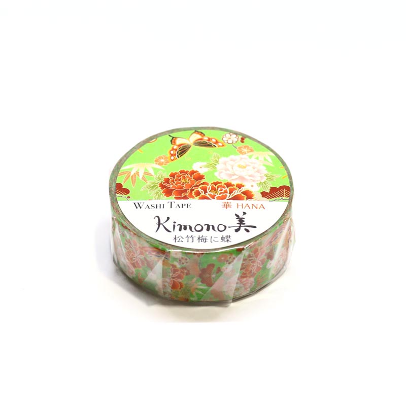 Kimono-bi Washi Tape, Pine, Bamboo, Plum and Butterfly 15 mm