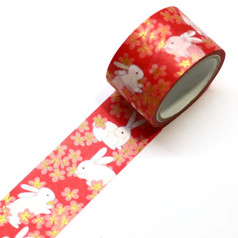 Kimono-bi Washi Tape, Rabbit and Cherry Blossom 25 mm — product image 2