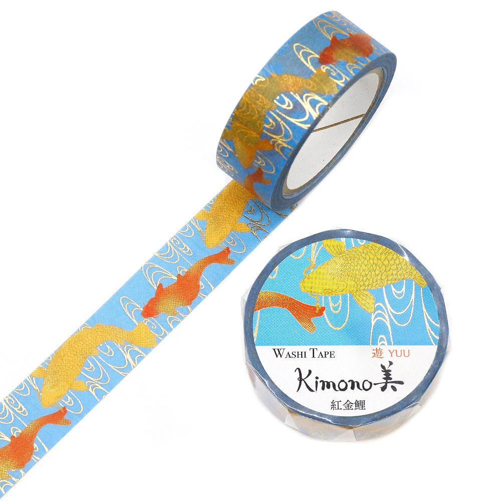 Kimono-bi Washi Tape, Red and Gold Koi 15 mm — product image 3