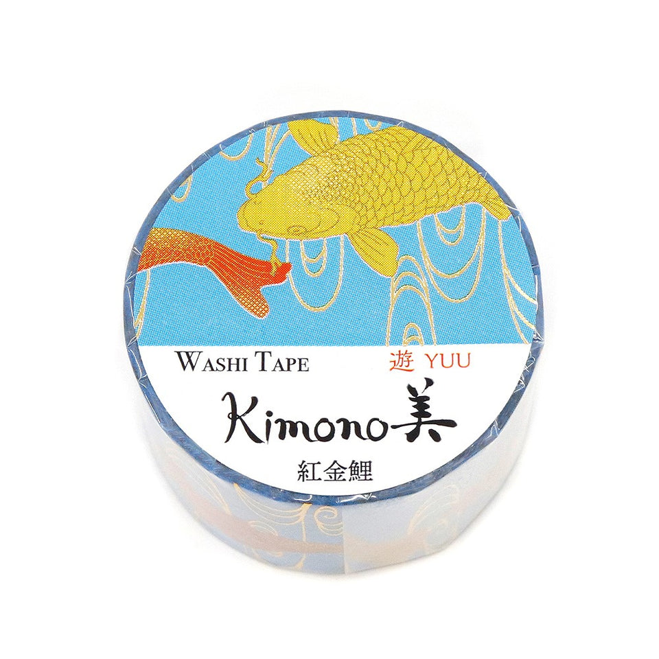 Kimono-bi Washi Tape, Red and Gold Koi 25 mm
