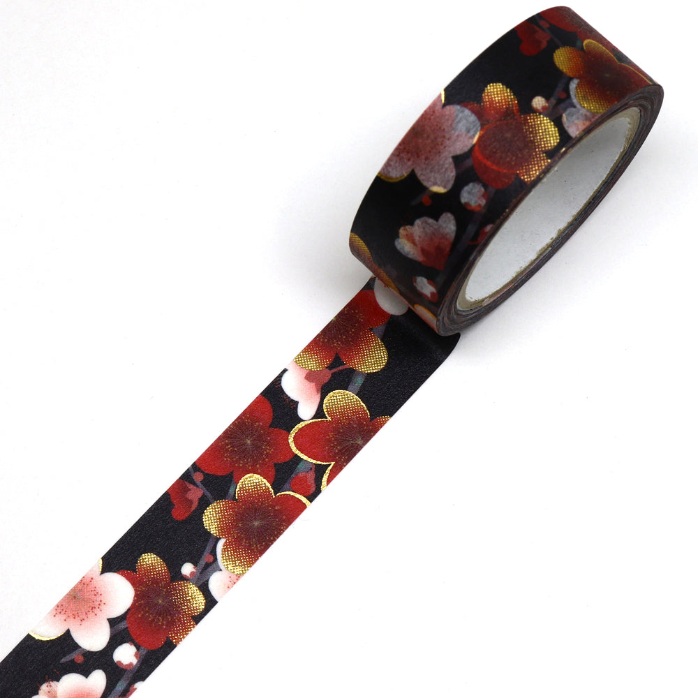 Kimono-bi Washi Tape, Red and White Plum Blossoms 15 mm — product image 2