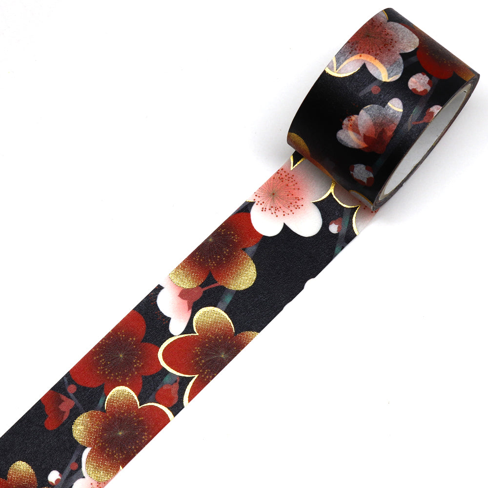 Kimono-bi Washi Tape, Red and White Plum Blossoms 25 mm — product image 2