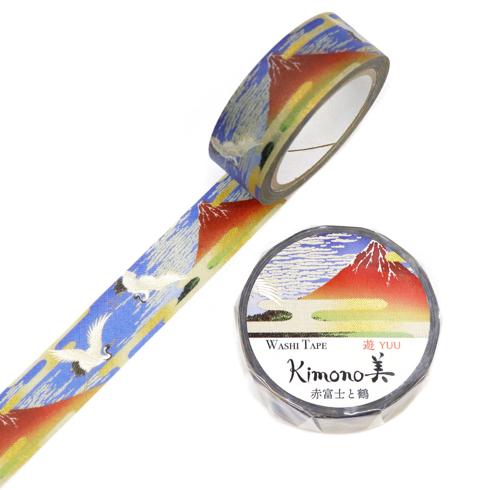Kimono-bi Washi Tape, Red Fuji and Crane 15 mm — product image 3