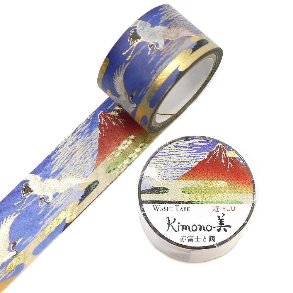 Kimono-bi Washi Tape, Red Fuji and Crane 25 mm — product image 3