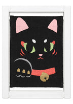 Koyomi Linen Art Frame, Black Lucky Cat