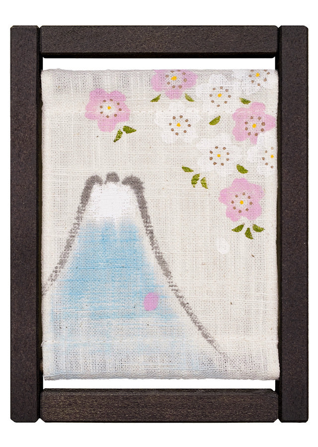 Koyomi Linen Art Frame, Cherry Blossoms and Mt. Fuji