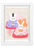 Koyomi Linen Art Frame, Flower Rabbit Hina Dolls
