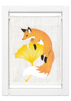 Koyomi Linen Art Frame, Fox and Ginkgo