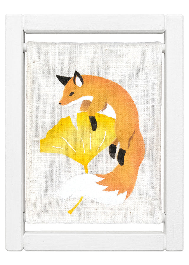 Koyomi Linen Art Frame, Fox and Ginkgo