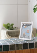 Koyomi Linen Art Frame, Monkeys in a Hot Spring — product image 2