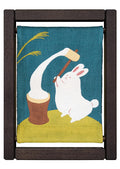 Koyomi Linen Art Frame, Rabbit Pounding Mochi