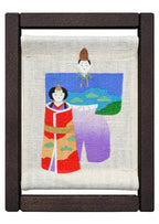 Koyomi Linen Art Frame, Standing Hina Dolls