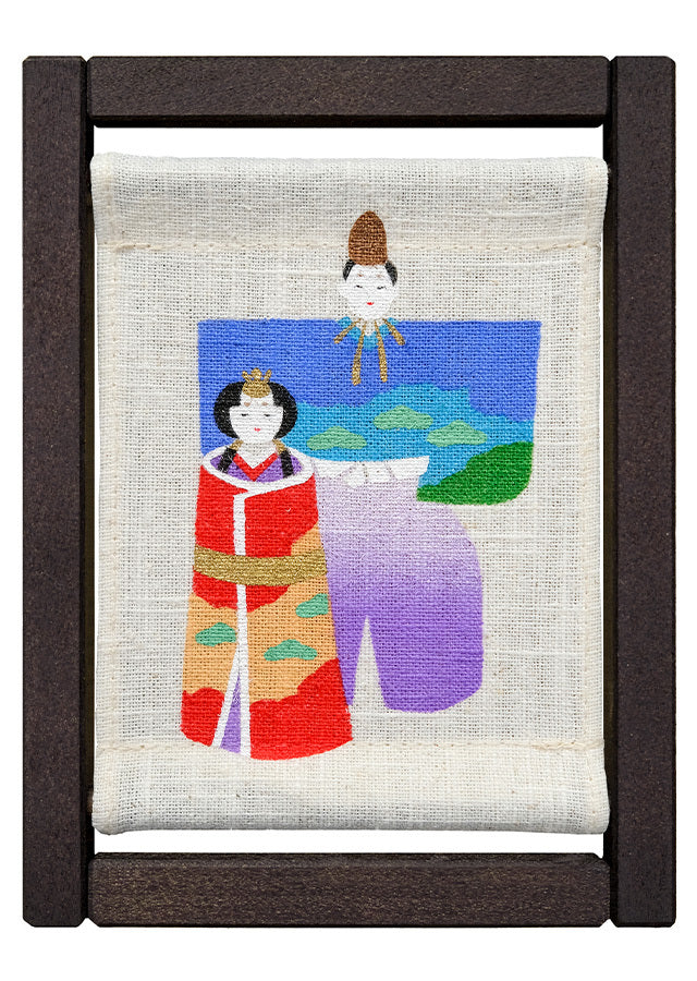 Koyomi Linen Art Frame, Standing Hina Dolls