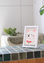 Koyomi Linen Art Frame, White Lucky Cat — product image 2