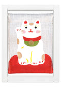 Koyomi Linen Art Frame, White Maneki-Neko