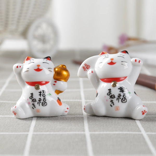 Lucky Maneki-neko Ceramic Chopstick Rest