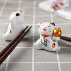 Lucky Maneki-neko Ceramic Chopstick Rest — alternate view 2