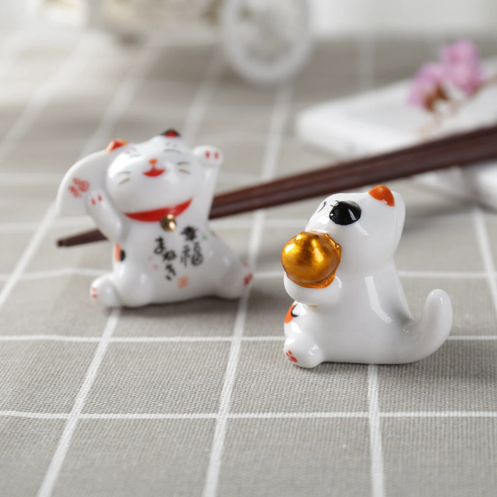 Lucky Maneki-neko Ceramic Chopstick Rest — alternate view 3