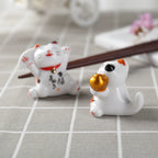 Lucky Maneki-neko Ceramic Chopstick Rest — alternate view 3