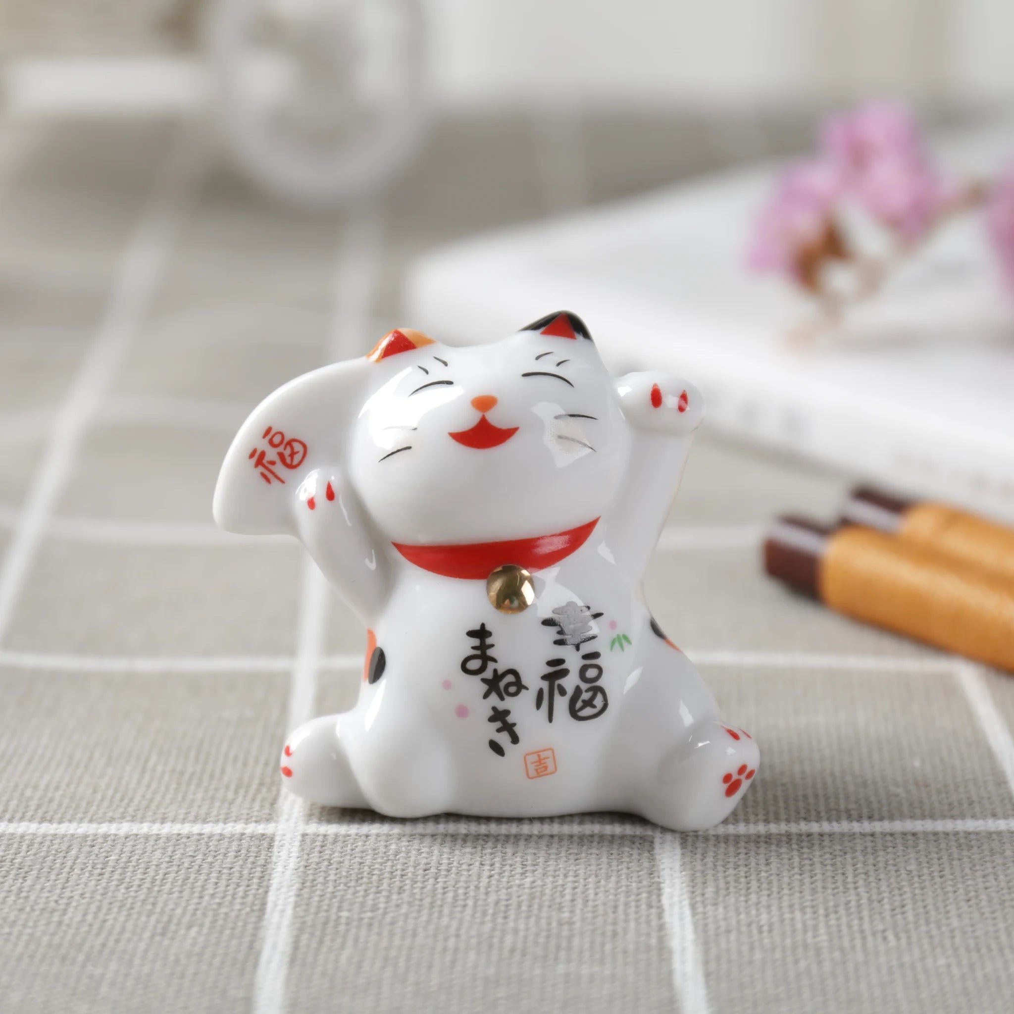 Lucky Maneki-neko Ceramic Chopstick Rest — alternate view 4