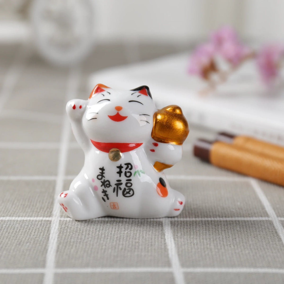Lucky Maneki-neko Ceramic Chopstick Rest — alternate view 5