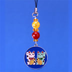 Maneki-Neko Netsuke Strap with Citrine and Red Agate — product image 2