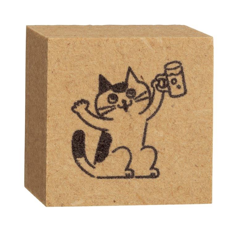 Oneko Life Wooden Cat Stamp, Drinking Party