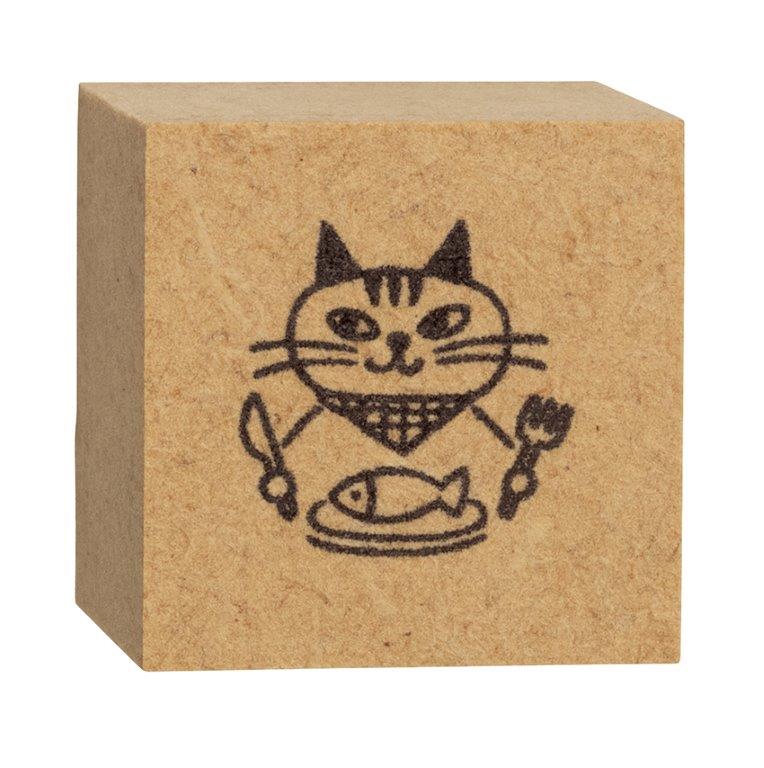 Oneko Life Wooden Cat Stamp, Mealtime