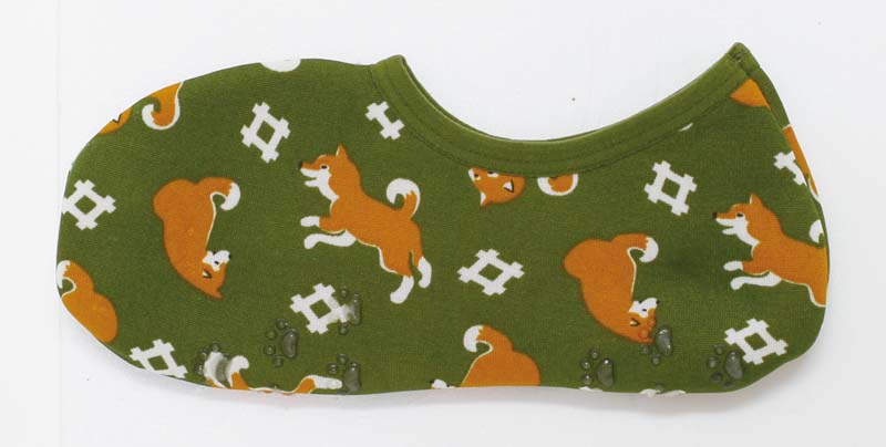Pokapoka Short Socks, Shiba Inu, Green