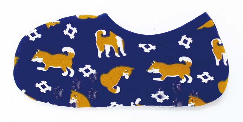 Pokapoka Short Socks, Shiba Inu, Navy