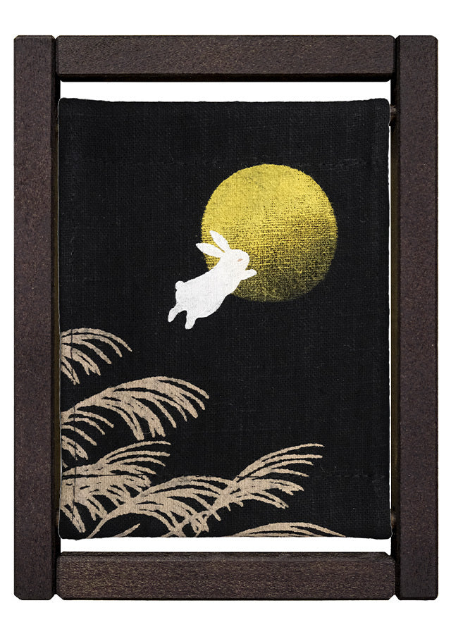 Rakushian Koyomi Linen Art Frame Moon Rabbit