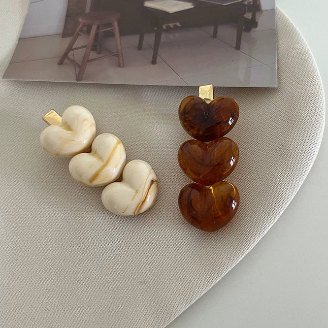 Retro Amber Gradient Heart Hair Clip