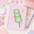 Frog Dango Retro-Kawaii Spiral Notebook (A5, 128 pages)