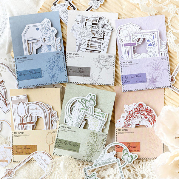 Vintage Vignette Die-Cut Frame Stickers (10 sheets, 6 color themes)