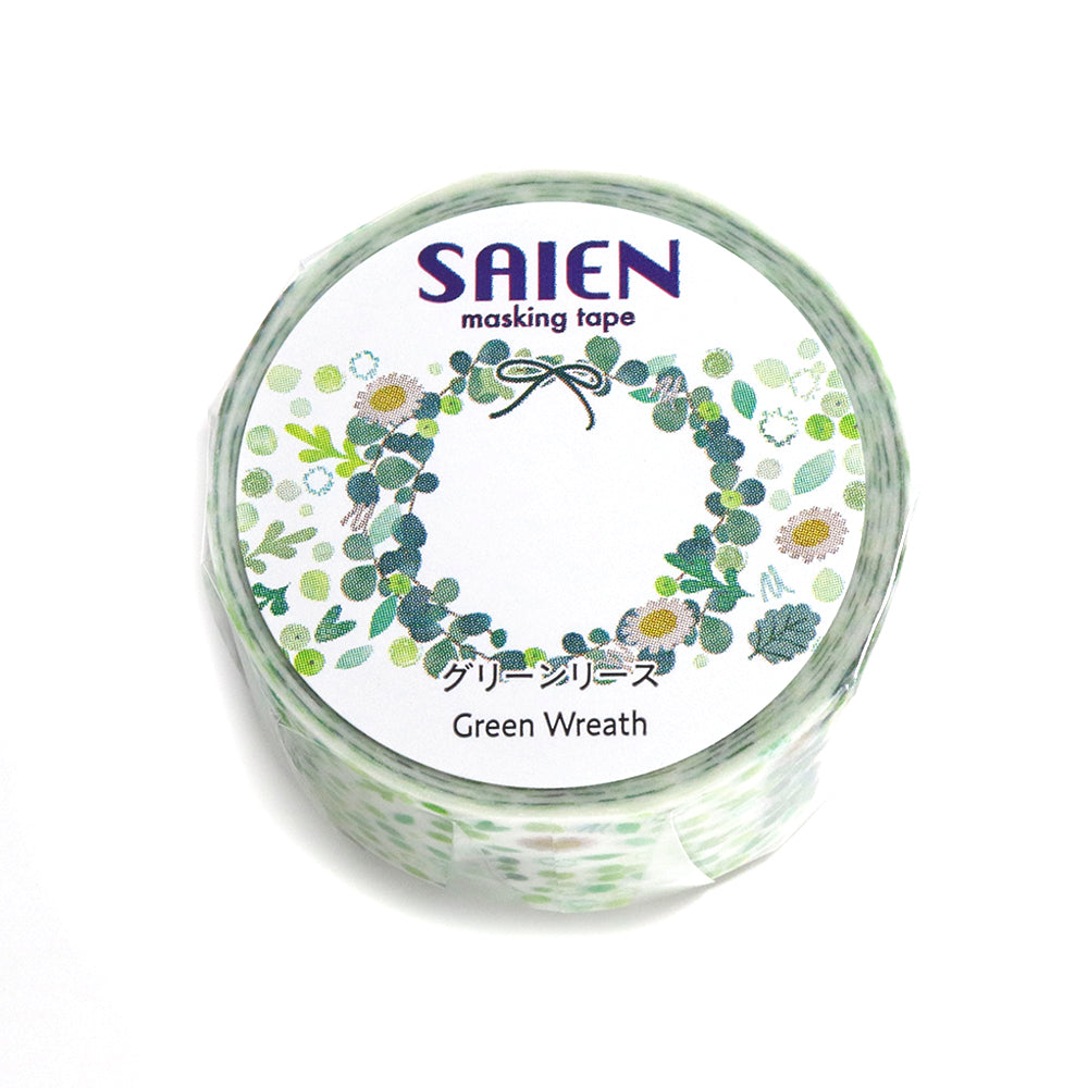 SAIEN Washi Masking Tape, Green Wreath