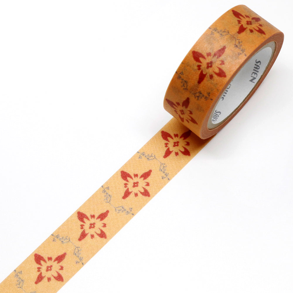 SAIEN Washi Masking Tape, Hana Karakusa Floral Scrolls — product image 2