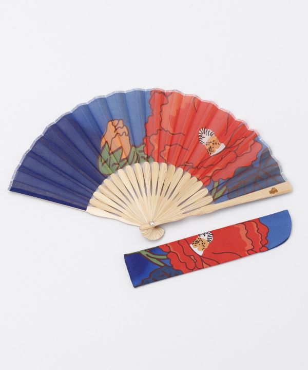 Sheer Single-Flower Folding Fan, Aoi