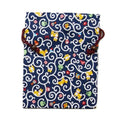 Shiba Inu Drawstring Pouch with Wooden Beads, Navy