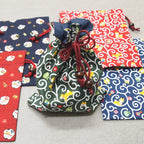 Shiba Inu Drawstring Pouch with Wooden Beads, Navy — product image 3