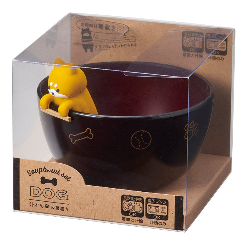 Shiru-wan Dog Soup Bowl and Chopstick Rest Set Shiba Inu — product image 2