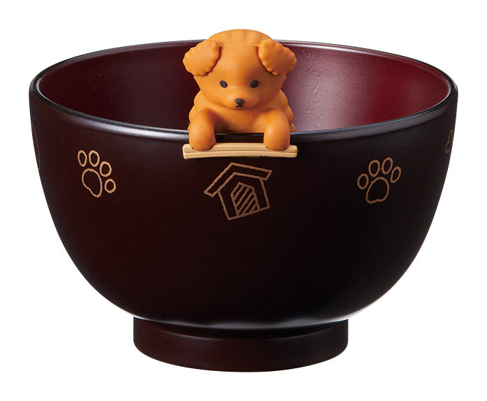 Shiruwan Soup Bowl and Chopstick Rest Set, Brown Poodle