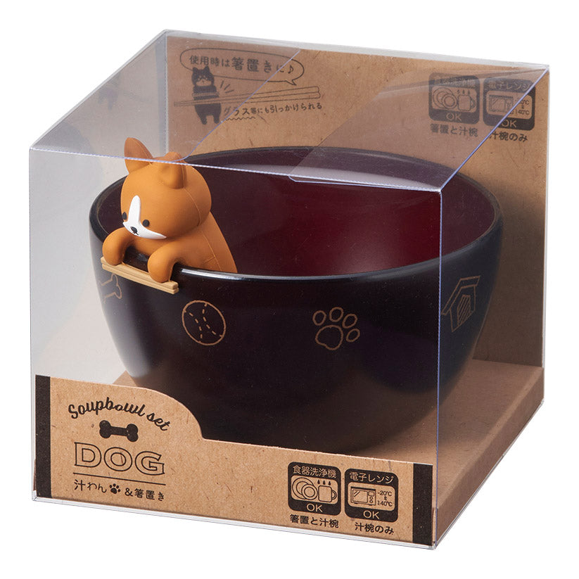 Shiruwan Soup Bowl and Chopstick Rest Set, Corgi — product image 2