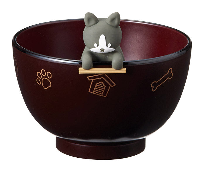 Shiruwan Soup Bowl and Chopstick Rest Set, French Bulldog