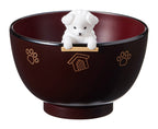Shiruwan Soup Bowl and Chopstick Rest Set, White Poodle