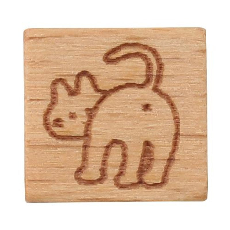 Shironeko White Cat Butt Wooden Rubber Stamp (Made in Japan)