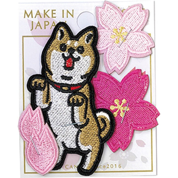 Shiba Inu and Sakura 2-Way Embroidered Sticker Patch
