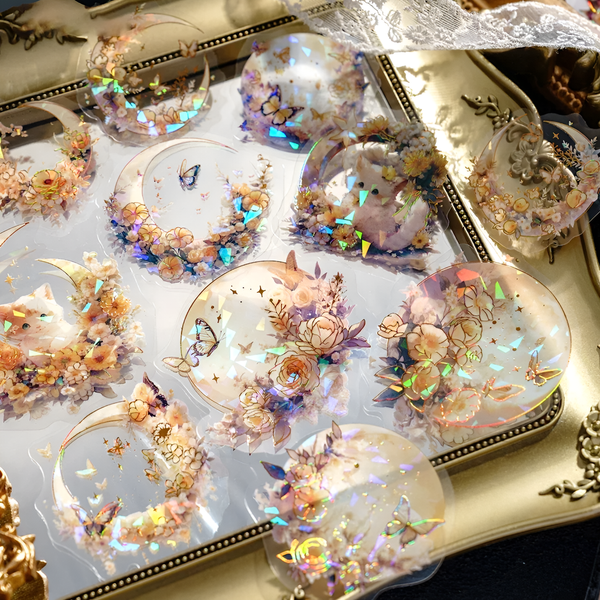 Enchanted Moon Holographic Sticker Sheet (20 stickers, PET)