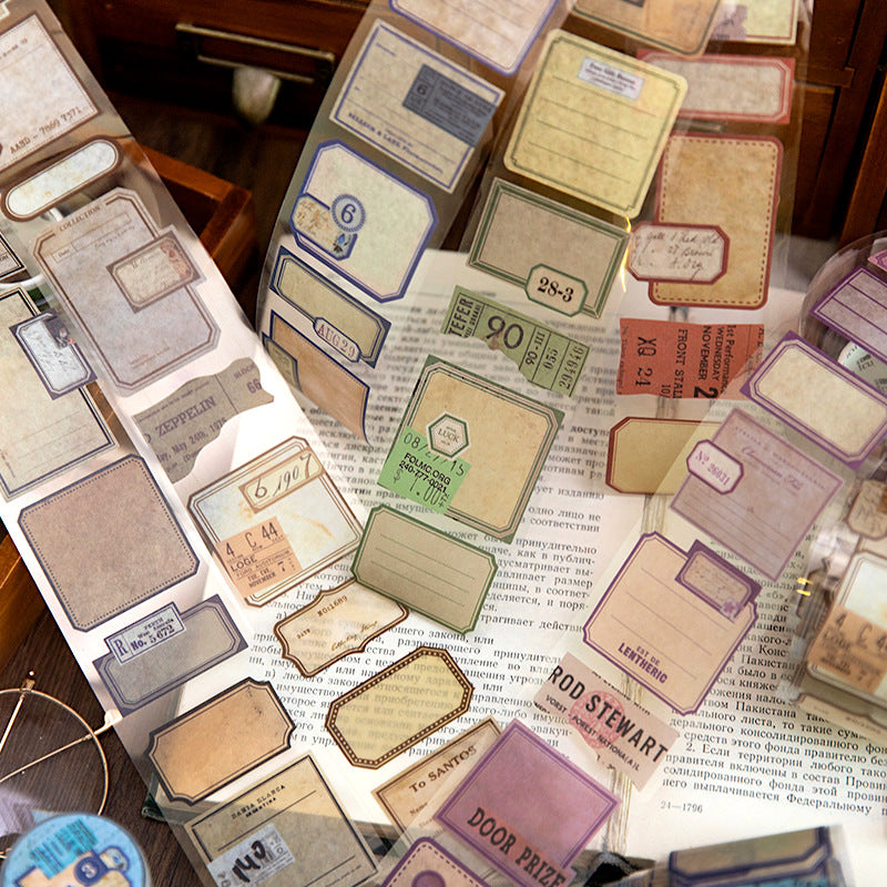 Vintage Label Washi Sticker Rolls (6 color themes, 2m)