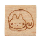 Wood-Handled Mini Stamp, Curled-Up White Cat