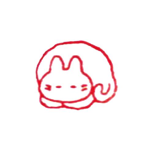 Wood-Handled Mini Stamp, Curled-Up White Cat — product image 3